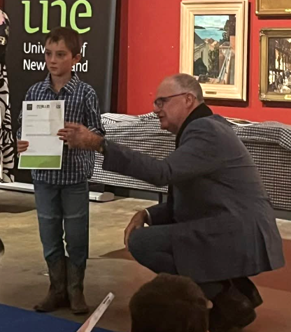 Seb collecting his prize at NERAM